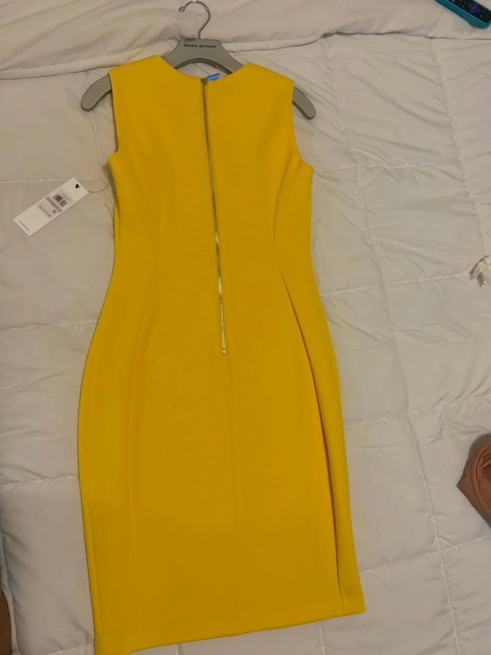 Calvin Klein Bright Yellow Sleeveless Midi Sheath Dress